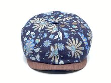 alfonso d este newsboy cap kyoto linnen floral fantasie bruin blauw