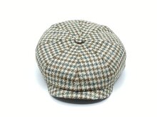 stetson newsboy cap hatteras wool and silk cerruti houndstooth brown beige sage green