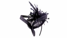 maddox fascinator dopje sinamay loop en veren black