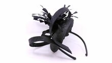 maddox fascinator dopje sinamay loop en veren black