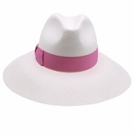 borsalino fedora fino sophie panama white and pink