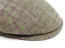 alfonso d este flatcap new york linnen visgraat naturel groen magenta