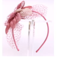 bedacht fascinator flowers sinamay en voile oud roze