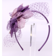 bedacht fascinator flowers sinamay en voile lavendel