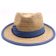 bedacht fedora crochet delizia raffia naturel en blauw