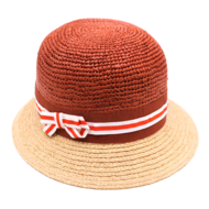 bedacht cloche taccia crochet raffia naturel en burnt orange