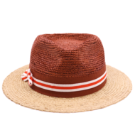 bedacht fedora taccia crochet raffia naturel en orange burnt