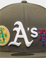 new era baseball cap mlb 59fifty oakland athletics world series olive white