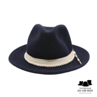 bespoke tesi fedora porcupine crest homburg haarviltmix zwart en beige