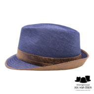 jos van dijck trilby katoen vegan leather jeansblauw