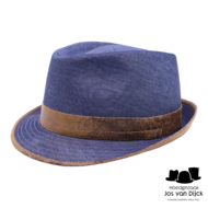 jos van dijck trilby katoen vegan leather jeansblauw