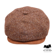 alfonso deste kyoto newsboy cap alpacamix en suede spikkel cognac