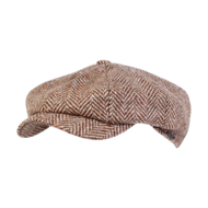 wigens newsboy retro cap magee wool herringbone light brown