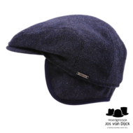 wigens ivy slim cap shetland wool herringbone earflaps navy 