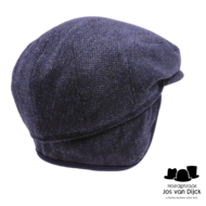 wigens ivy slim cap shetland wool herringbone earflaps navy 