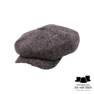 wigens newsboy retro cap magee wool herringbone dark grey