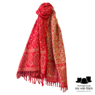 onkar tibetan blanket scarf yak wolmix flame red 