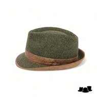 jos van dijck trilby wol visgraat groen bruin