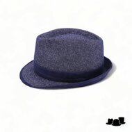 jos van dijck trilby wolmix visgraat jeansblue