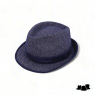 jos van dijck trilby wolmix visgraat jeansblue