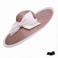 whiteley occasion hat wide brim bow sinamay cappuccino