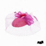 soprattutto fascinator dopje met voile en veren coral