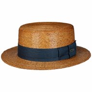 stetson boater palm straw cognac