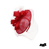 bedacht fascinator ines krullen sinamay en voile rood