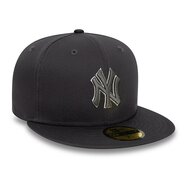 new era fitted baseball cap 59fifty new york yankees metallic outline grey