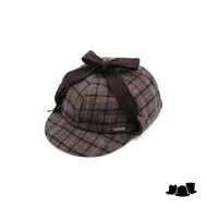 alfonso deste deerstalker hat holmes wol ruit blauw rood oker beige