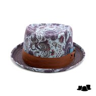 alfonso deste pork pie linnen paisley mist blauw