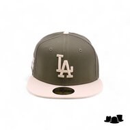 new era baseball cap 59fifty side patch los angeles dodgers olive cream