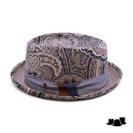 alfonso deste pork pie paisley katoen fluweel blauw