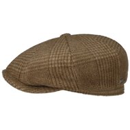 stetson newsboy cap hatteras glenn check wool mix cognac shades