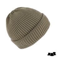 fiebig beanie met omslag merino wol taupe