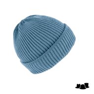 fiebig beanie met omslag merino wol jeansblauw