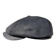 stetson 8 panel newsboy cap nubuck leather navy