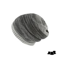 fiebig knitted beanie melange ribbel rand 2 tone grijs