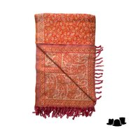 onkar tibetan blanket scarf yak wolmix oranje en creme