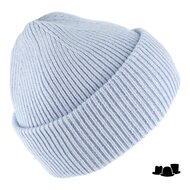 fiebig knitted beanie met omslag sky blue