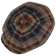 stetson newsboy cap hatteras shetland wool check navy beige burned orange