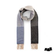 john hanly irish cashmere and merino scarf grey to blue mixed plaid