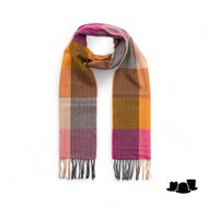 john hanly merino luxury wool scarf pink mustard sand block check