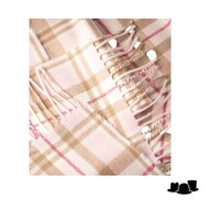 john hanly merino luxury wool scarf baby pink white check