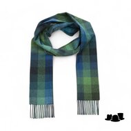 john hanly irish wool scarf long turquoise green blue block