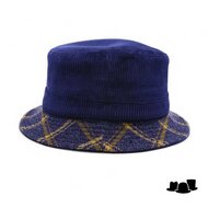 alfonso deste bucket hat pescatore corduroy donkerblauw en oker