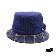 alfonso deste bucket hat pescatore corduroy donkerblauw en oker