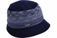 seeberger women cut and sewn cloche patchwork woollook marine blue