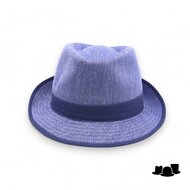 jos van dijck trilby linnen visgraat blauw  