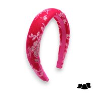 jos van dijck brede gewatteerde diadeem fluweel bloemen dessin neon pink